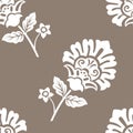 Floral seamless pattern. Decorative flowers monochrome color, beautiful pattern. Stylized plants on a white background. Royalty Free Stock Photo